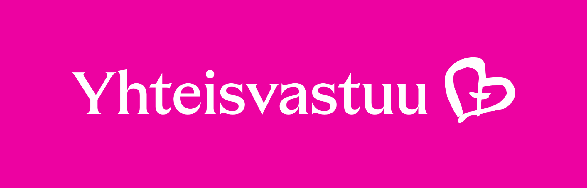 Yhteisvastuukeräyksen tunnus fuksianpunaisella pohjalla.