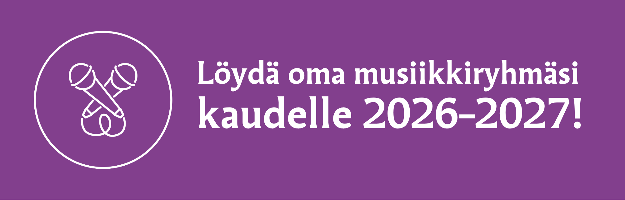 Musiikkitoiminnan tunnus violetilla pohjalla.