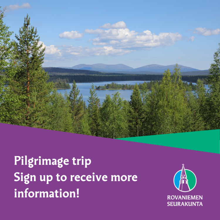 Opiskelijoiden ja nuorten aikuisten retki / Trip for students and young adults Kuva tunturista. A picture of fjell in text: sign up for more information about the trip