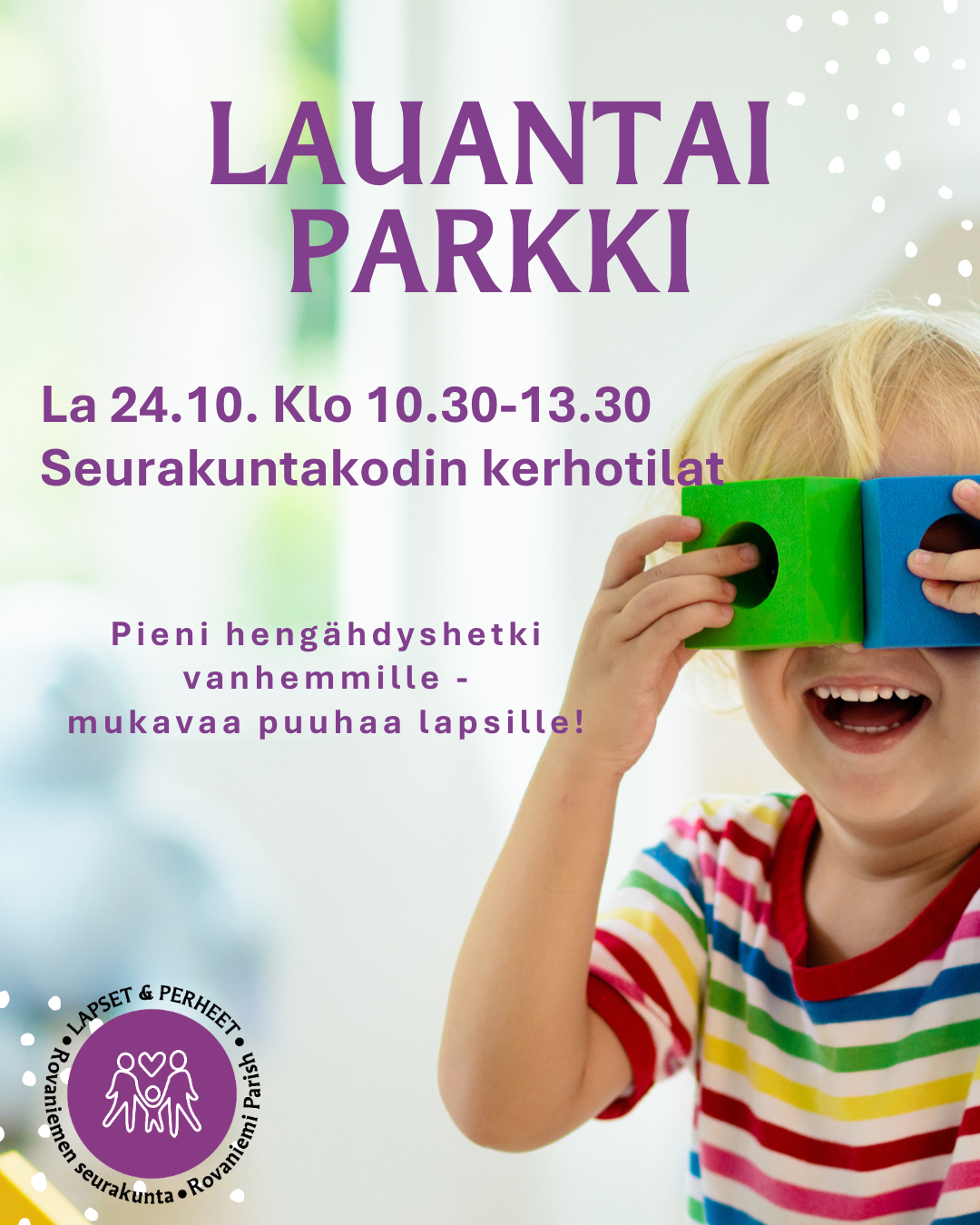lapsi kurkistaa lelupalikoiden rei'istä