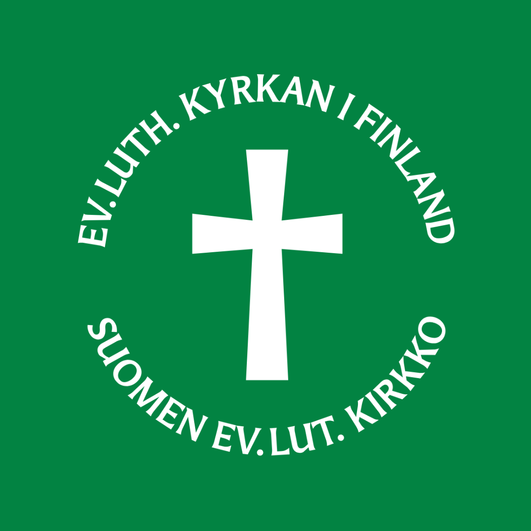 Suomen evankelisluterilaisen kirkon logo vihreällä pohjalla